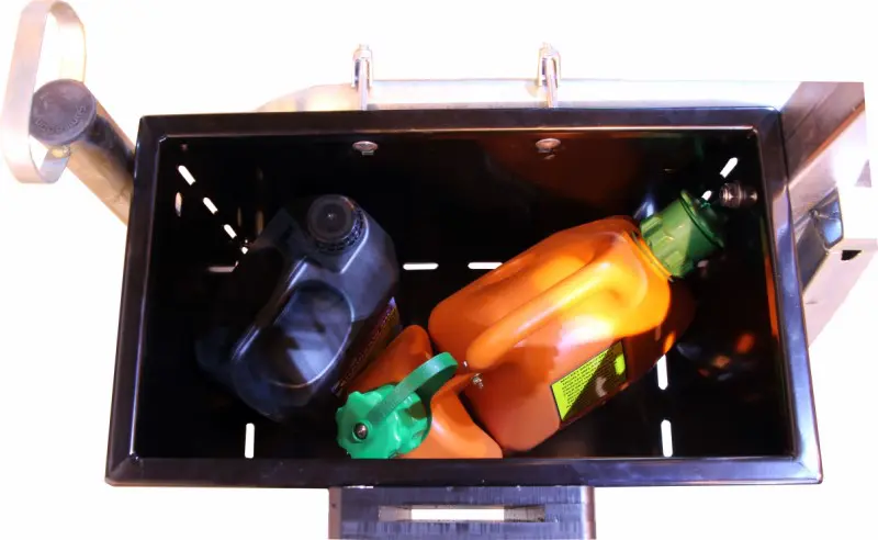 Luggage containerwith chainsaw holder