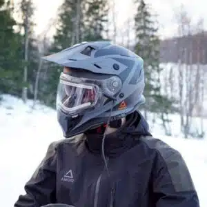 Amoq kelkkakypärä sähkövisiirillä Adaptor, musta / harmaa / oranssi