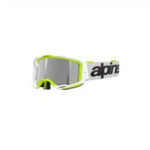 Alpinestars Ajolasit Vision 8 WORDMARK Valkoinen/Keltainen Fluo Hopea peili