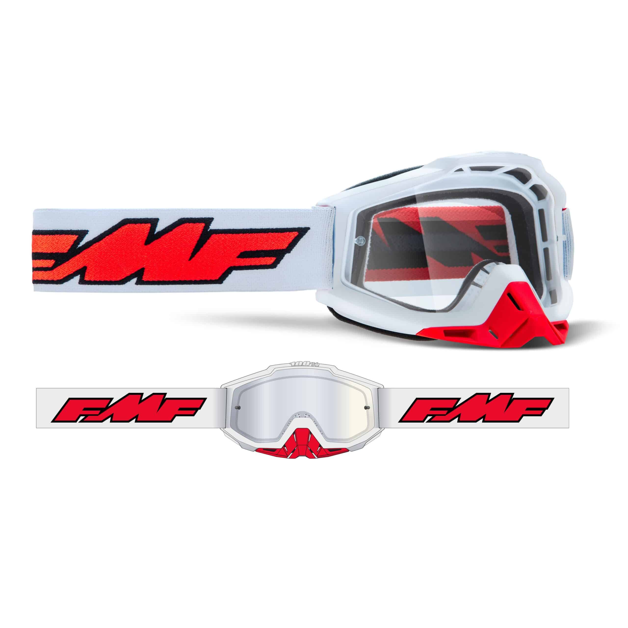 FMF POWERBOMB Goggle Rocket Valkoinen - Kirkas Linssi