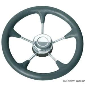 Polyurethane steer. wheel SS spokes Ø 280 mm black M45-127-01