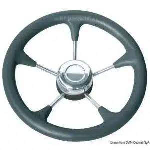 Polyurethane steer. wheel SS spokes Ø 280 mm black M45-127-01