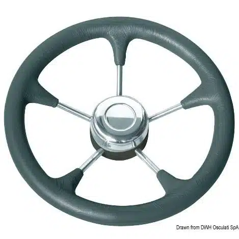 Polyurethane steer. wheel SS spokes Ø 280 mm black M45-127-01