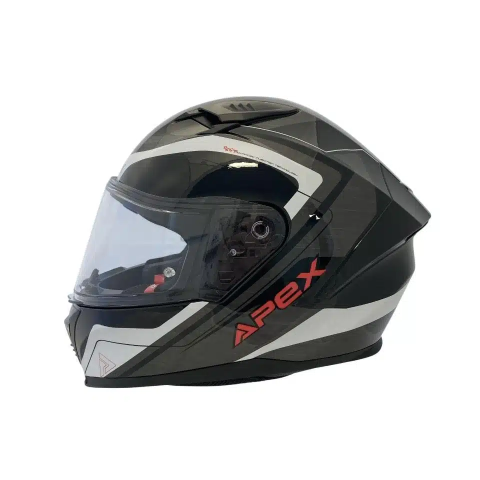 Apex moottoripyöräkypärä FI100 Valencia, harmaa / musta / punainen