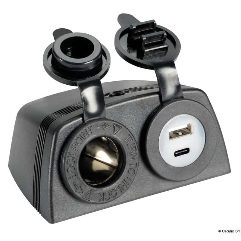 Lighter + USB-A + USB-C socket with housing M14-516-14