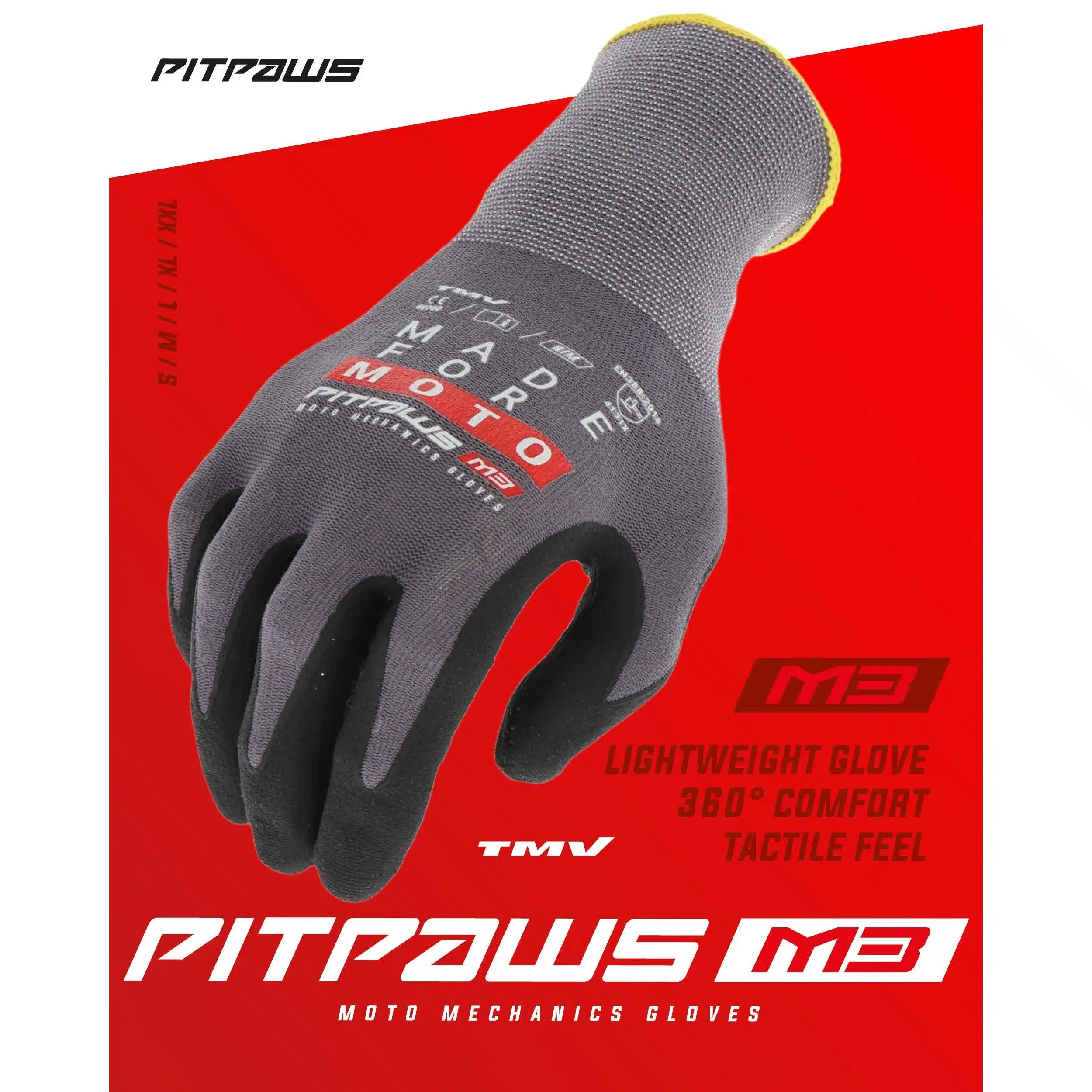 TMV Pitpaws gloves Black "Made for Moto" S 391-3691001-07