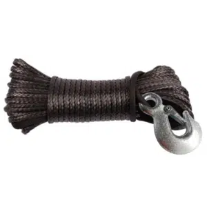 Bronco Synteettinen köysi koukullaI 6.0mm x 20m musta murtolujuus 5000kg 73-12161