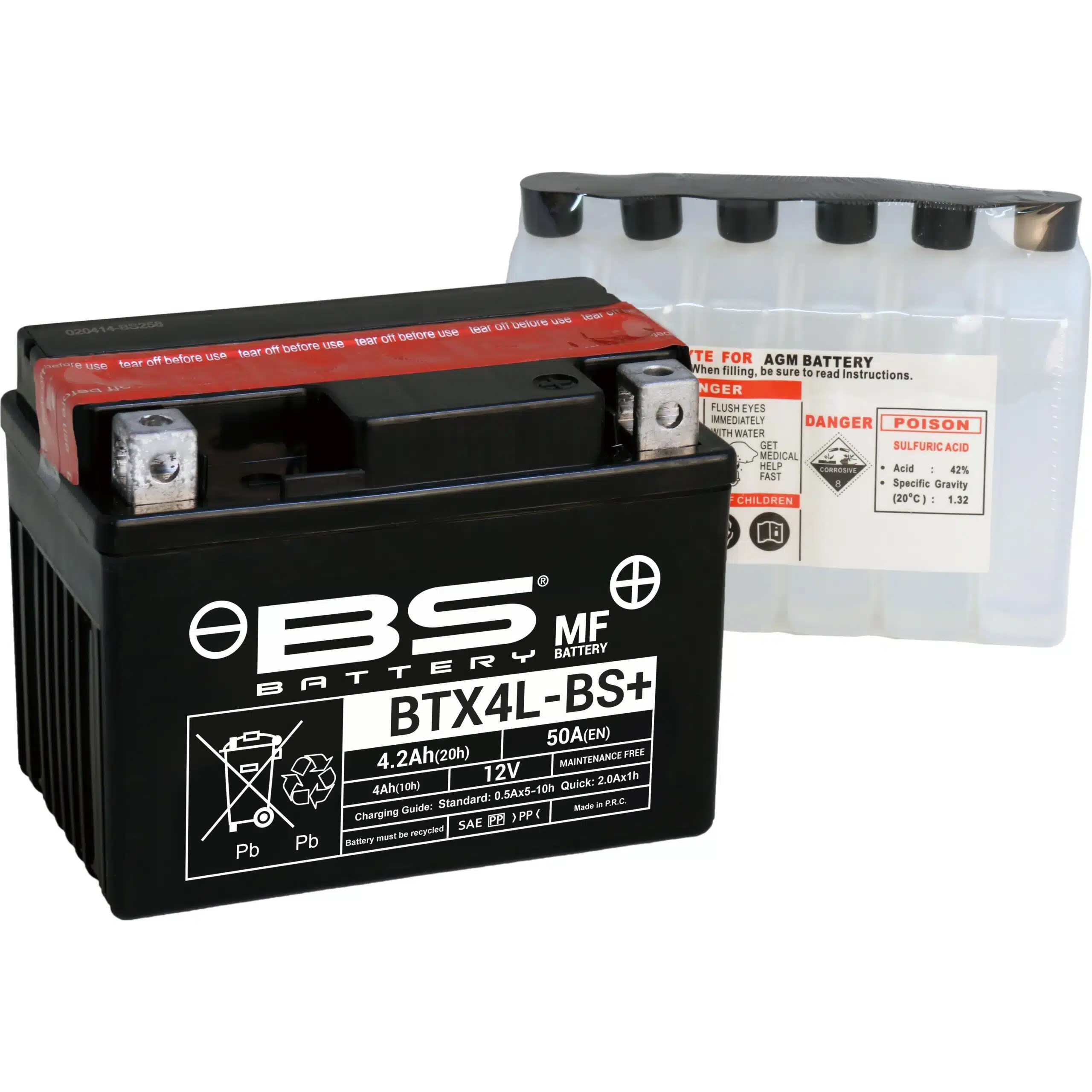 BS Battery BTX4L-BS+ MF (cp) Maintenance Free 140-300617