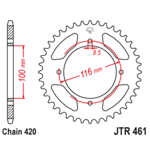 JT Takaratas Alumiini 7075 T6 Musta JTA461.50BLK 274-A461-50-0