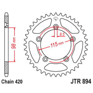 JT Takaratas Alumiini 7075 T6 Musta JTA894.46BLK 274-A894-46-0