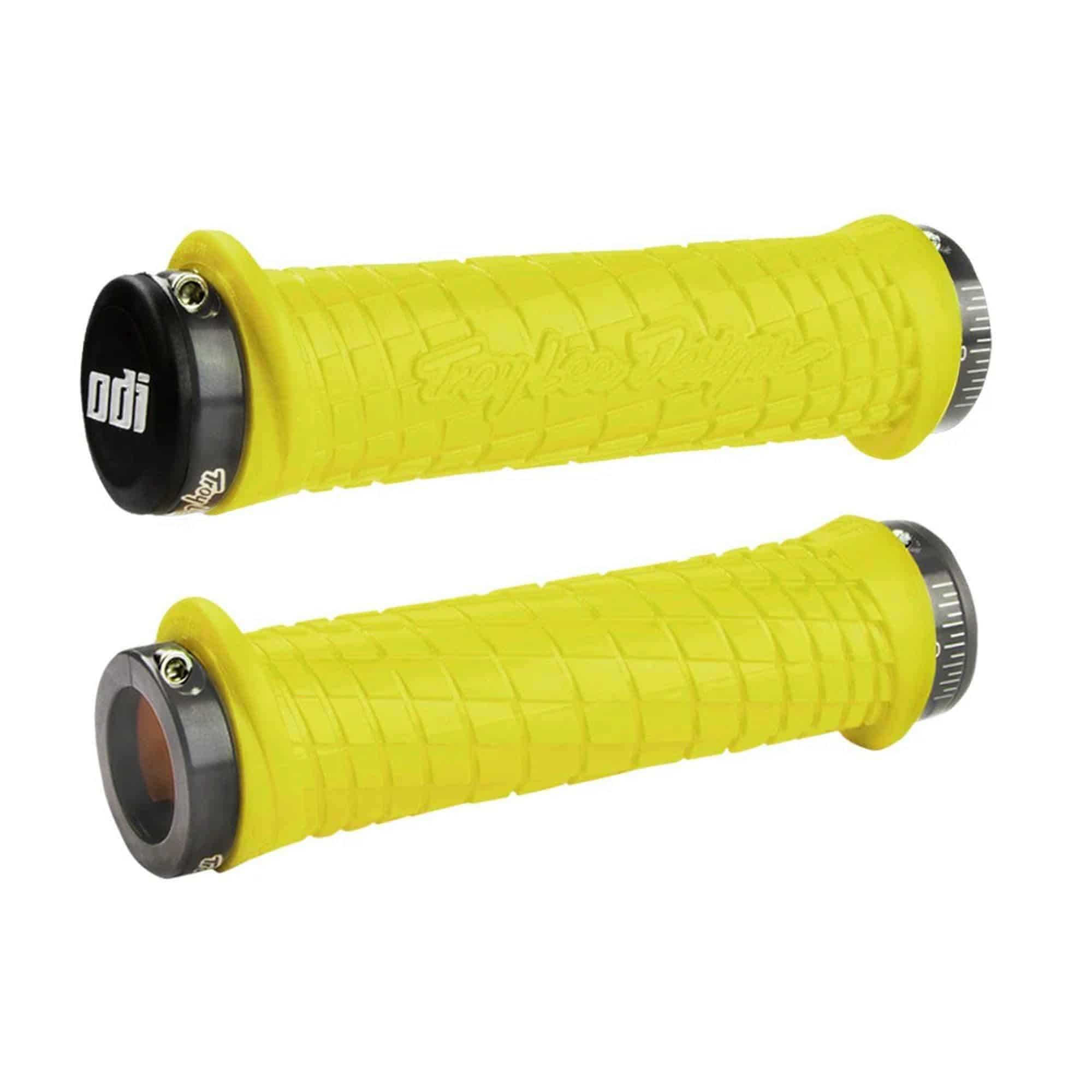ODI LOCK-ON Grips Troy Lee Designs Signature Series Flo-Yellow W/Grey 64-L30TLY-G