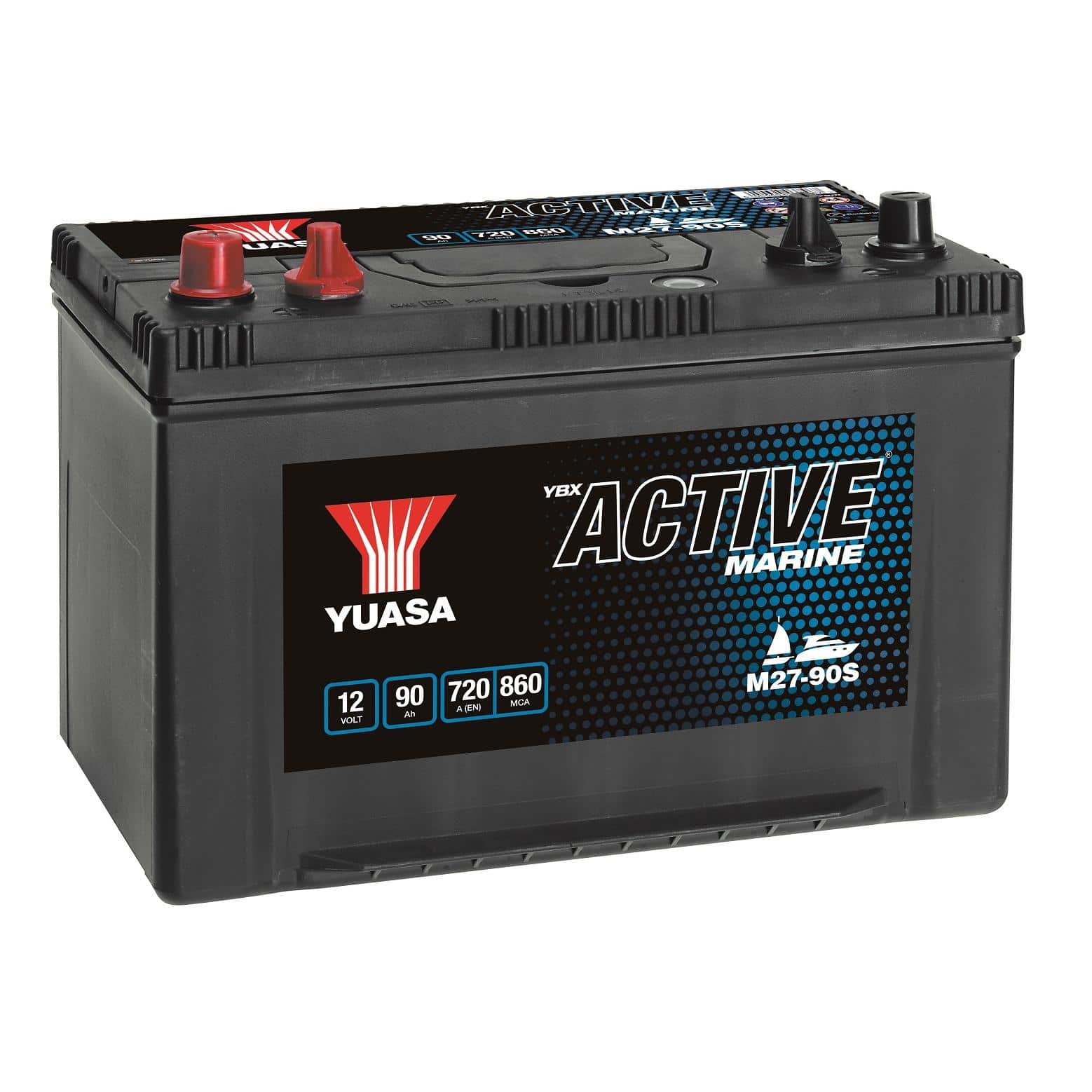 Yuasa M27-90S Active Marine Start Battery 12V 90Ah 720A Huom.Rullakkorahti (15) 145-YBXM27R-090