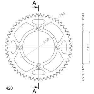 Supersprox Alumiini takaratas RAL-209:55 Musta 27-3-209-55-0