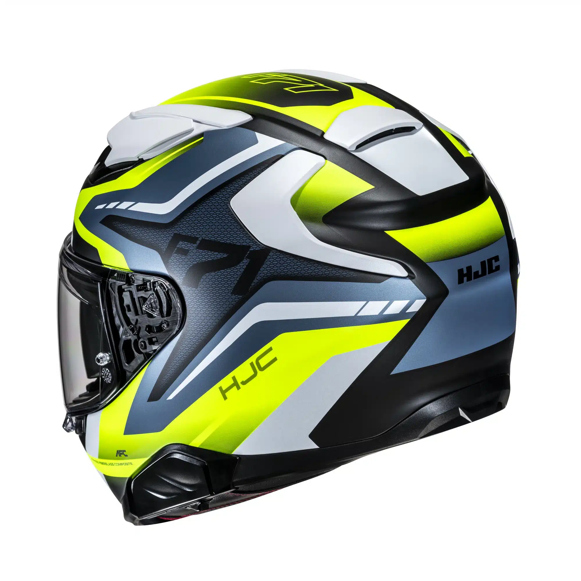 HJC Kypärä F71 Fes Valkoinen/Fluo Keltainen/Sininen MC3HSF - Image 2