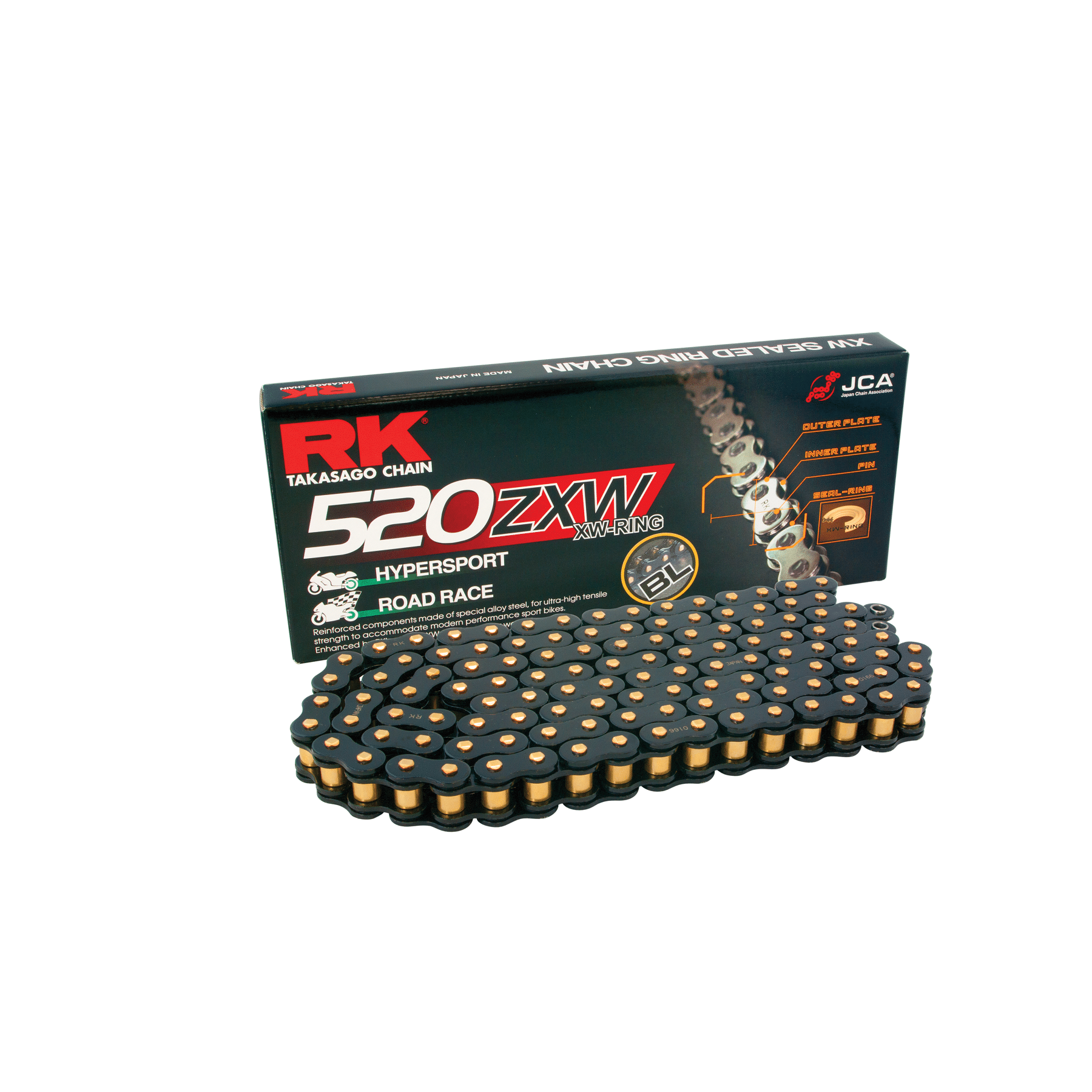 RK BL520 ZXW-rengasketju Black Scale 282-520335-118