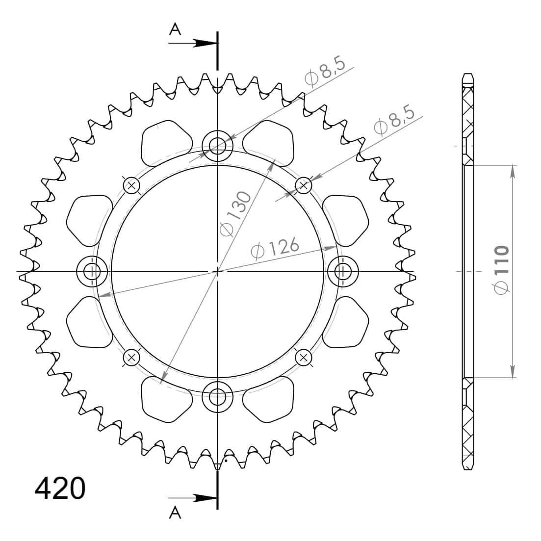 Supersprox Alu Takaratas KA/SU KX65 00-/RM65 03-05 Musta 48 27-3-455-48-0 - Image 2