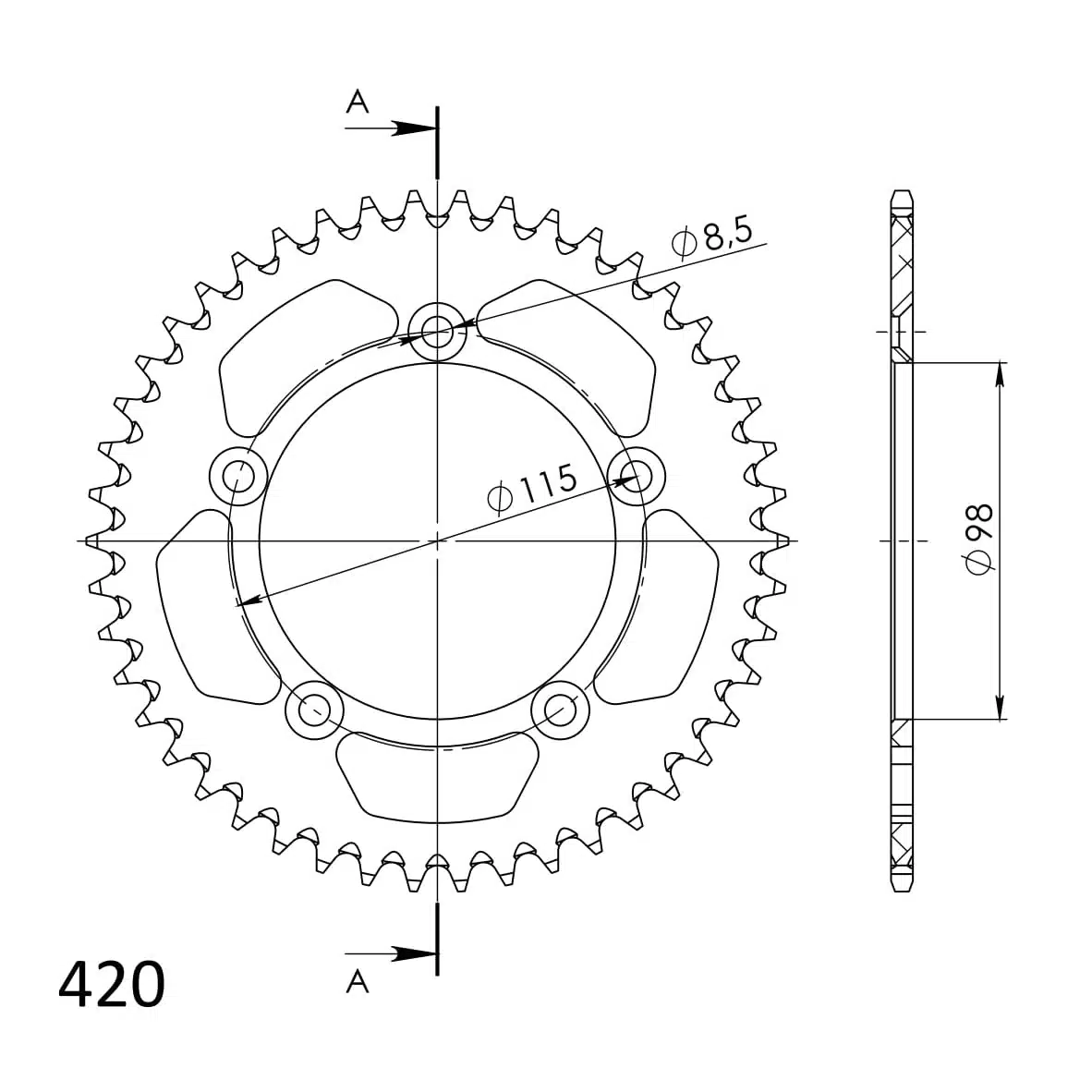 Supersprox Alu Takaratas KTM 60/65SX 97- Oranssi 46 27-3-4-46-6 - Image 2