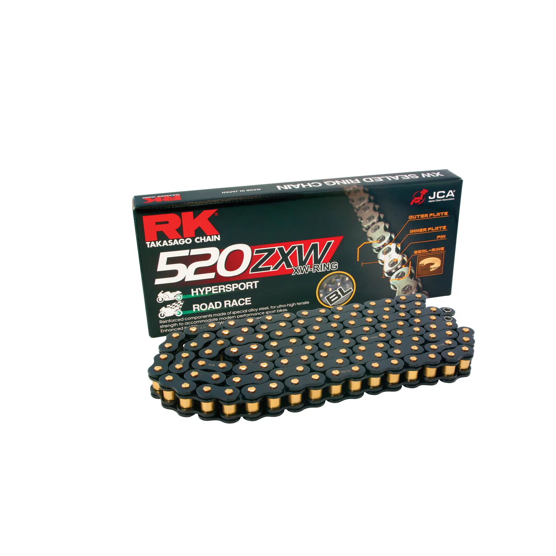 RK BL520 ZXW-rengasketju Black Scale 282-520335-108